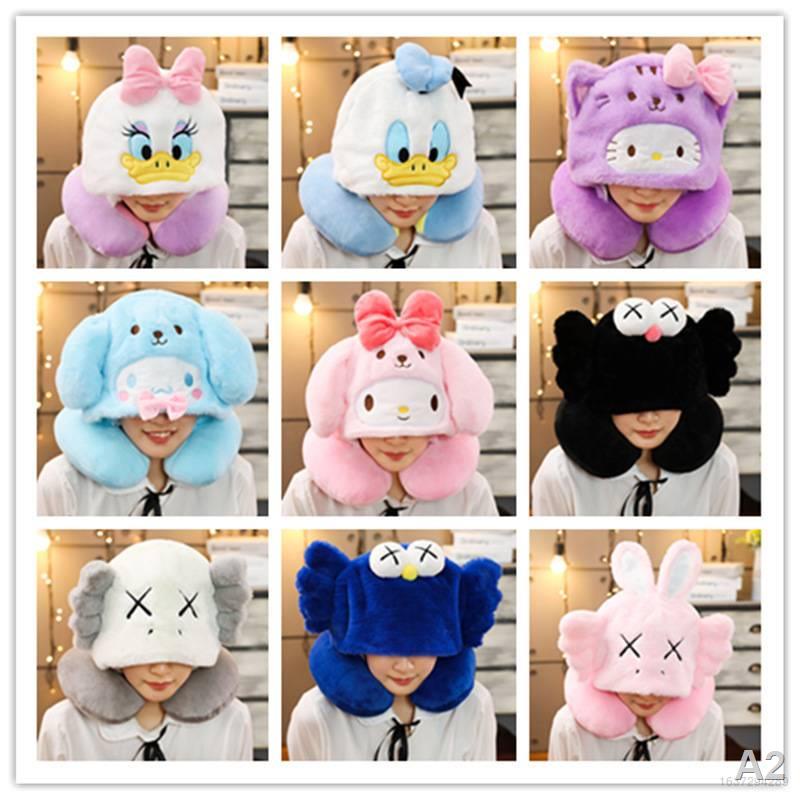 ♙✥﹍Gối Kê Cổ Hình Chữ U Có Nón Trùm Đầu Mềm Mại