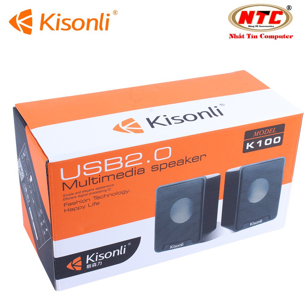 Loa vi tính 2.0 Kisonli K100 jack 3.5 kiểu dáng gọn nhẹ (2 màu) - Hàng chính hãng