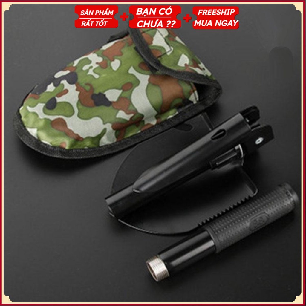 #Bộ Cuốc Xẻng Du Lịch Đa Năng Làm Vườn, Đào Giun Câu Cá 4 In 1 - Gấp Xếp Gọn - Có Bao Đựng