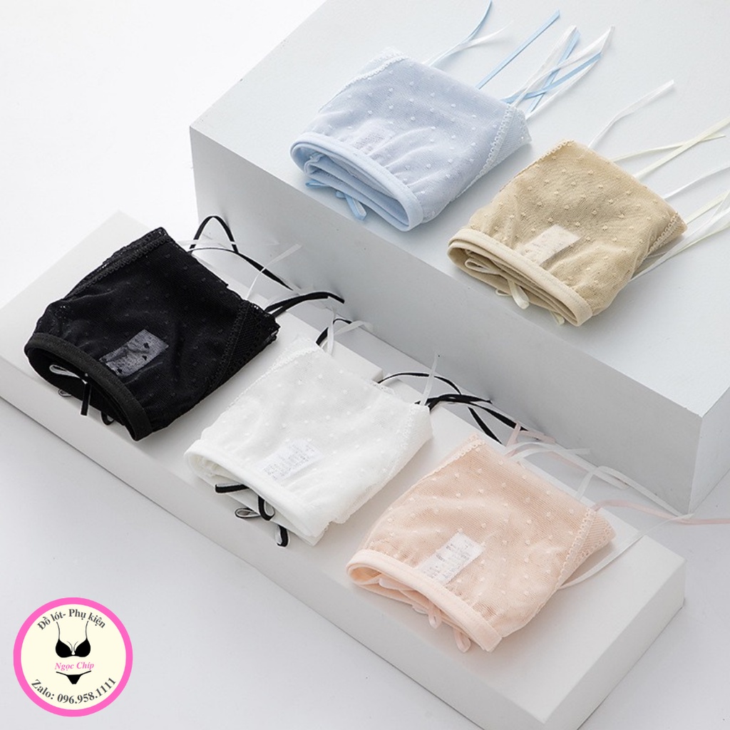 Quần lót nữ ren lưới cao cấp, quần lót xuyên thấu đính nơ 2 bên gợi cảm NĐ13