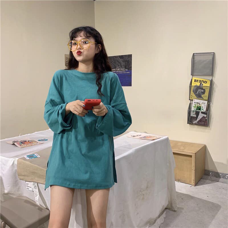 Áo nỉ dài tay xẻ tà ulzzang | BigBuy360 - bigbuy360.vn