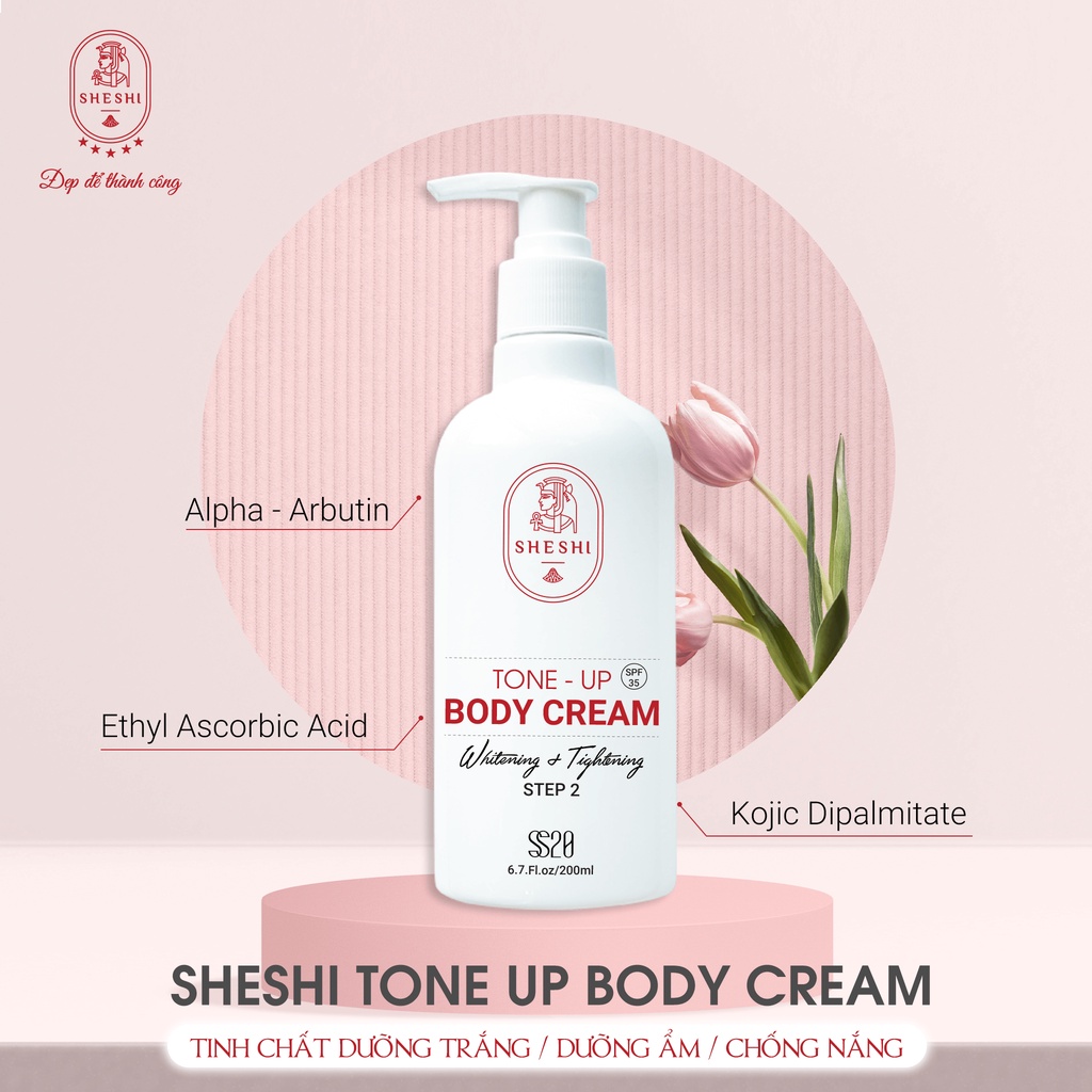 Kem dưỡng trắng toàn thân SHESHI - Tone Up Body Cream chính hãng,dưỡng ẩm,trắng da,tàn nhang,nâng tone,cấp ẩm,không cồn