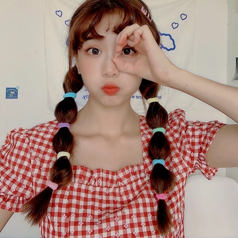 Set 24 Dây Buộc Tóc Cao Su Nylon Mềm Co Giãn Nhiều Màu Sắc Cho Bé Gái