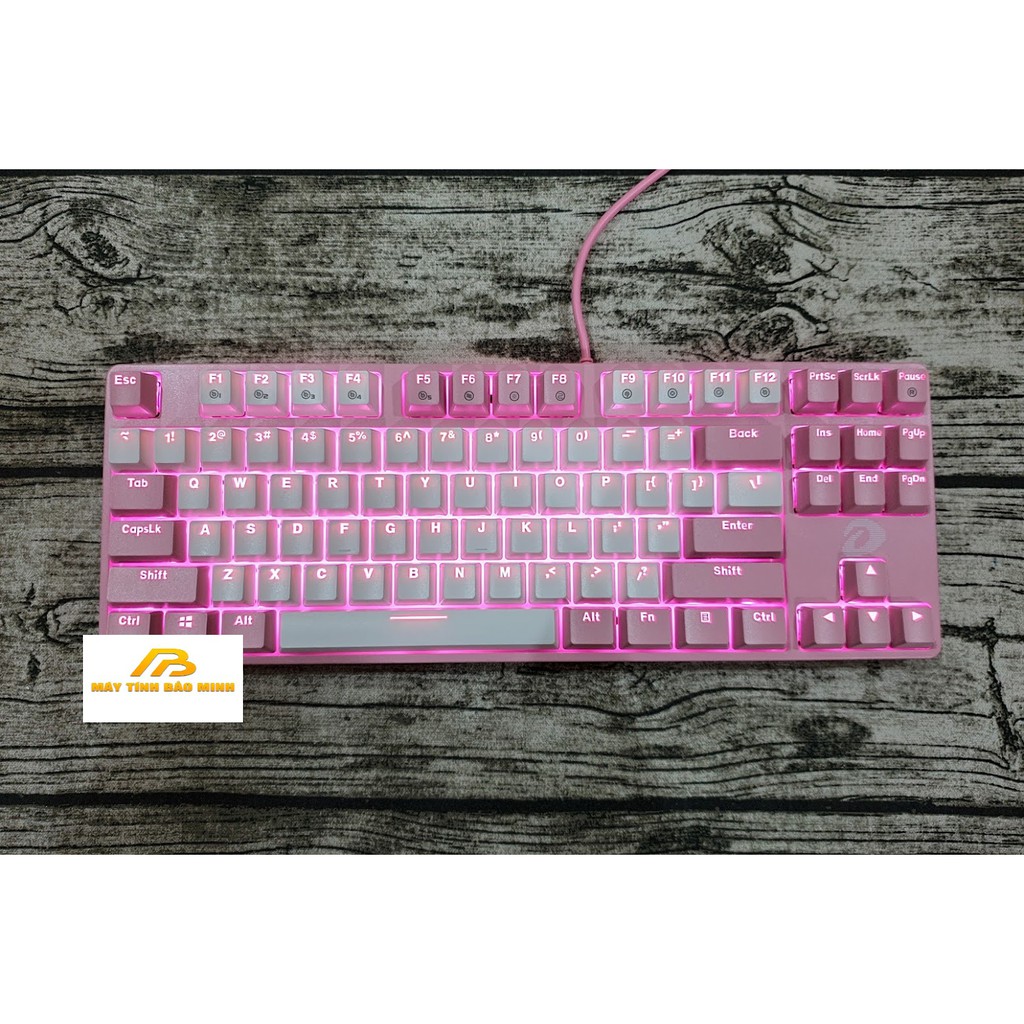 Bàn Phím Cơ DareU EK87 Pink White Multi LED Brown/Red/Blue Switch - Hàng Chính Hãng