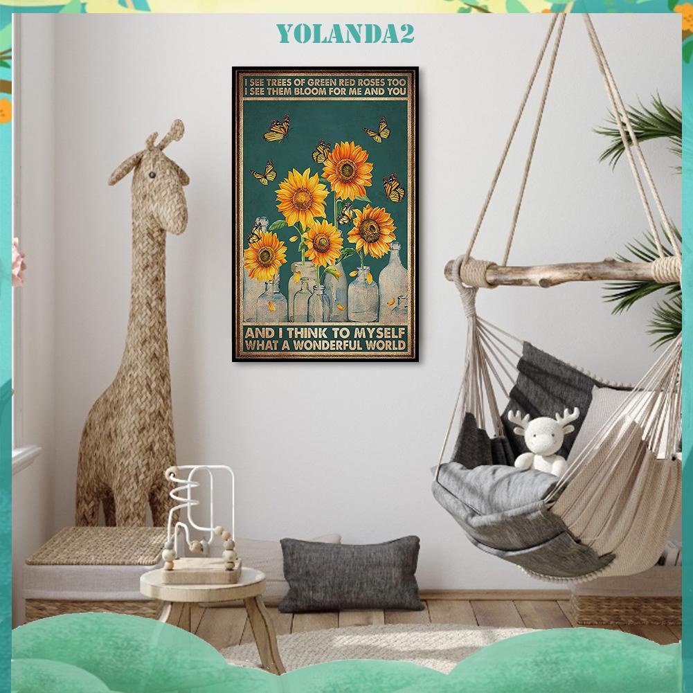 Tranh thêu chữ thập hình hoa hướng dương 3 sợi cotton 11CT