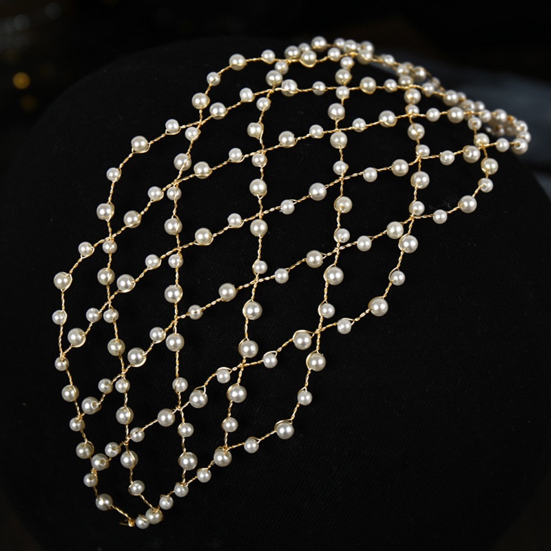 Flgo Băng Đô Cài Tóc Đính Pha Lê Và Ngọc Trai Phong Cách Đường Phố Dành Cho Cô Dâu