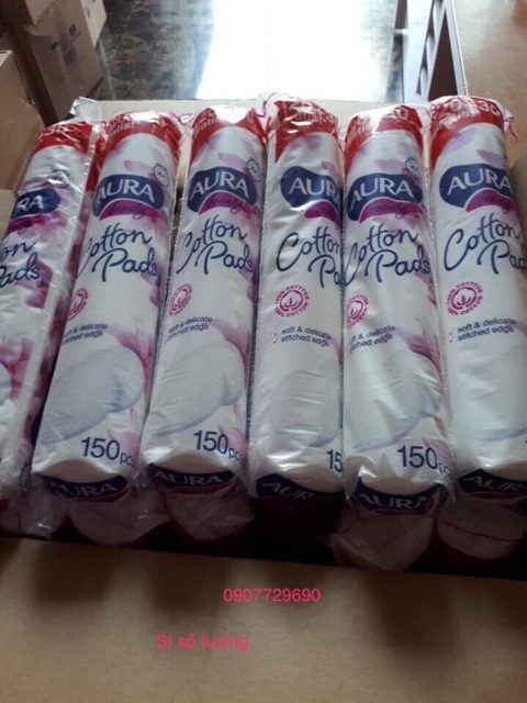 Combo 10 bông tẩy trang Aura 120+ 30 miếng