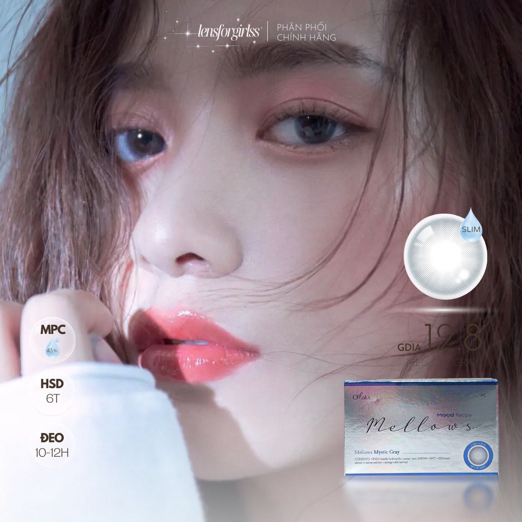 Kính áp tròng xám trong trẻo tự nhiên MELLOW GRAY MPC dành cho mắt nhạy cảm Made in Korea | Lens cận