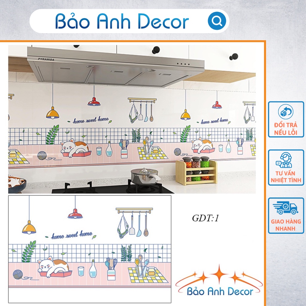 Giấy dán bếp tráng nhôm, decal dán bếp hàng cao cấp, cách nhiệt, dễ lau chùi,nhiều mẫu mã