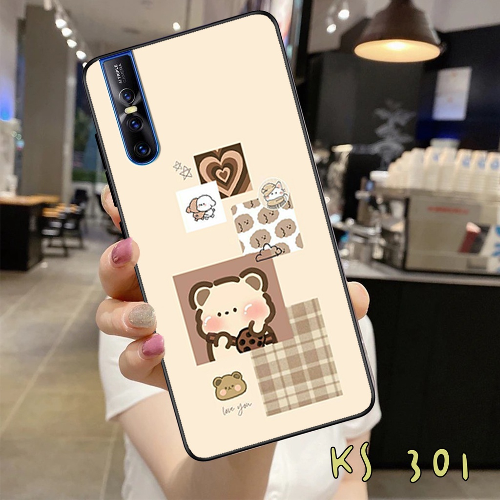 Ốp lưng Vivo V15 - Vivo V15 Pro - Vivo V17 - Vivo V17 Pro - Ốp in hình gấu &amp; thỏ đang yêu - lưng nhám viền TPU cao cấp