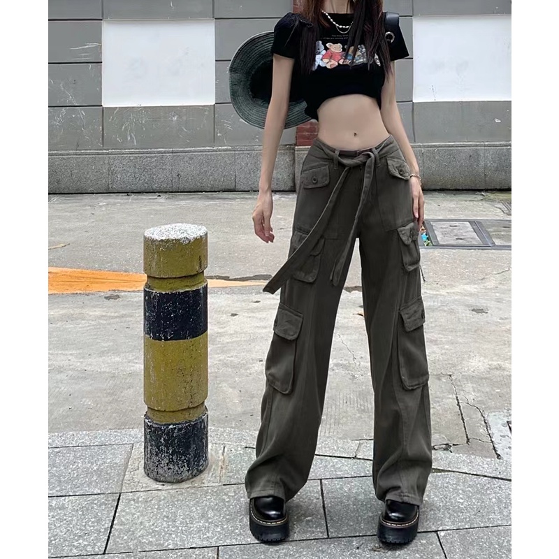 Quần Yếm Jean Ống Rộng Phong Cách Retro Mỹ Thời Trang Mùa Hè Dành Cho Nữ 2022