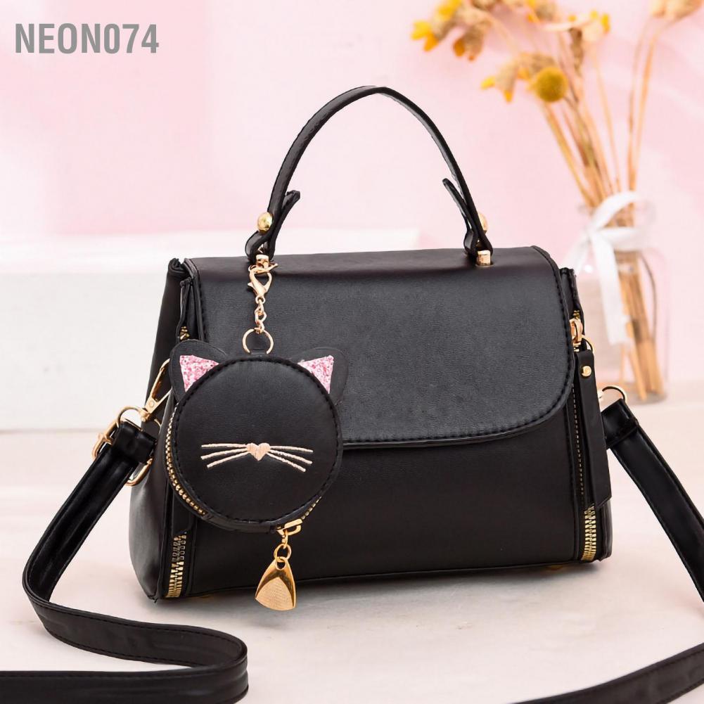 Neon074 Women Shoulder Bag Large Capacity Pure Color Soft PU Leather Fashionable Handbag