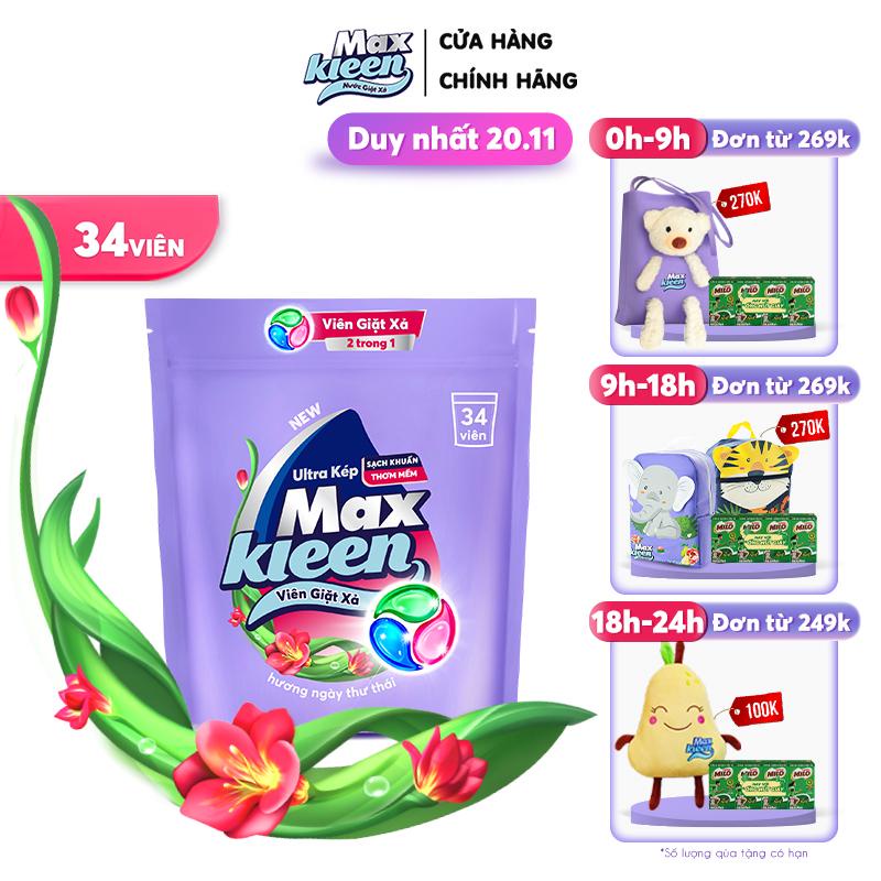 Túi Viên Giặt Tiện Lợi MAXKLEEN Hương Ngày Thư Thái (34 Viên/Túi - 15g/Viên )