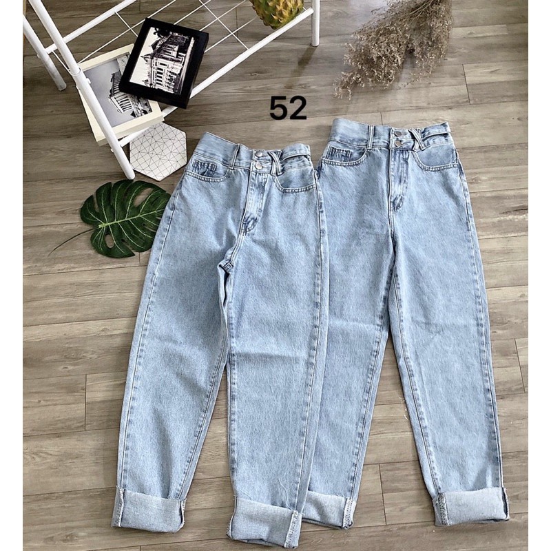 Quần baggy jean nữ lưng cao bigsize từ 40kg đến 80kg. Hàng VNXK size đại đến 35 MS52