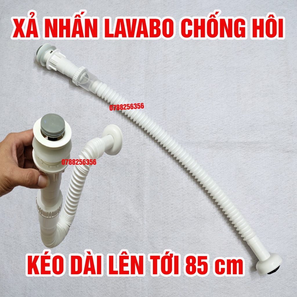 Ống Xả Xi phông Lavabo Bồn Rửa Mặt XẢ RUỘT GÀ kéo dài được chống hôi tốt loại xả to dài dày XẢ NHấn trắng đầu nhựa nhình