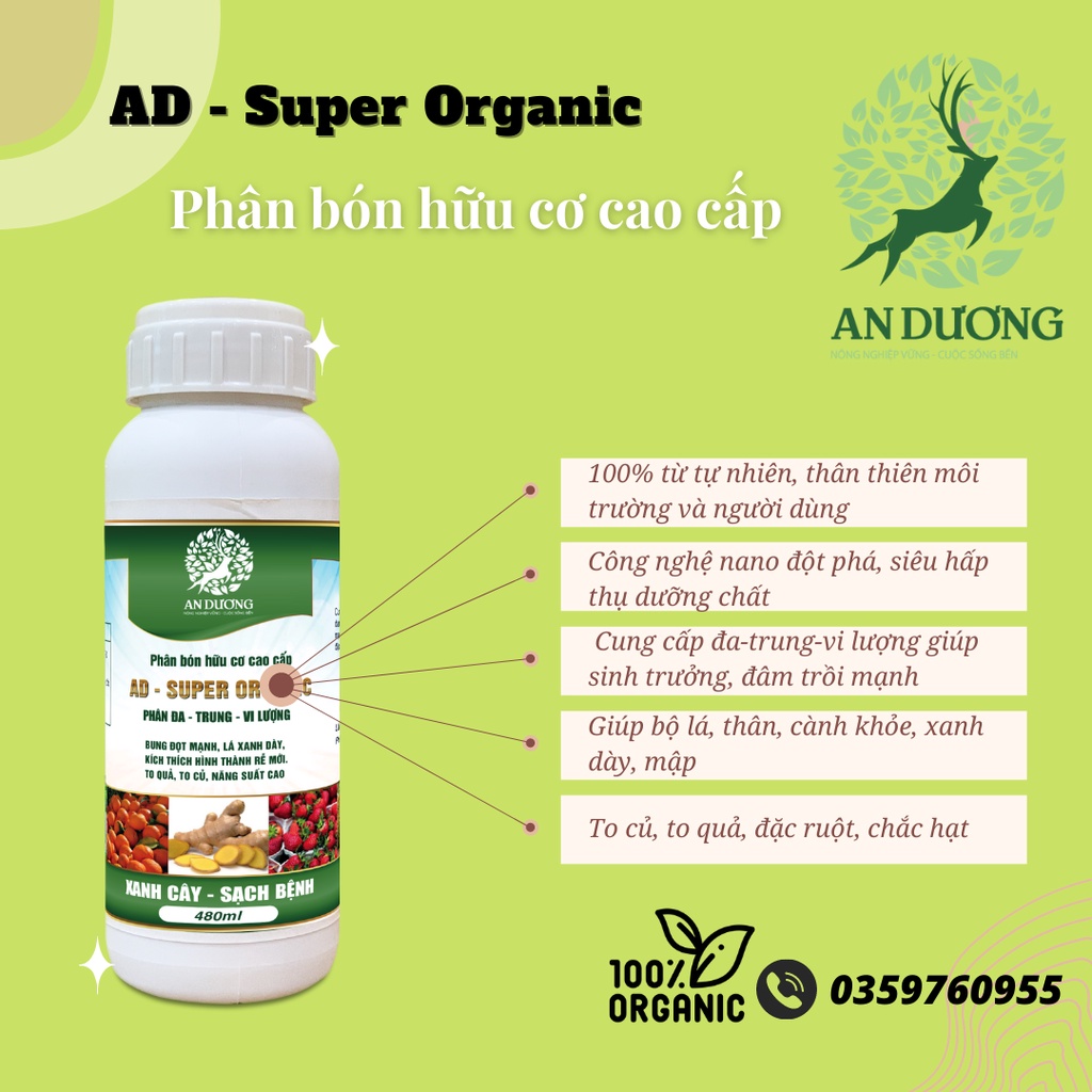 AD - Phân bón siêu dinh dưỡng Super Organic 480ml