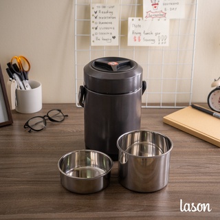 Hộp cơm giữ nhiệt 3 tầng 2 khay LASON, cà men đựng cơm, cặp lồng ủ nóng 6-8 tiếng