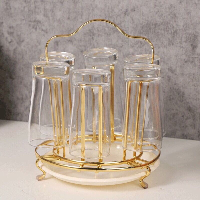 Úp cốc tròn mạ vàng có khay hứng nước KT: 24x20cm (Ảnh thật)