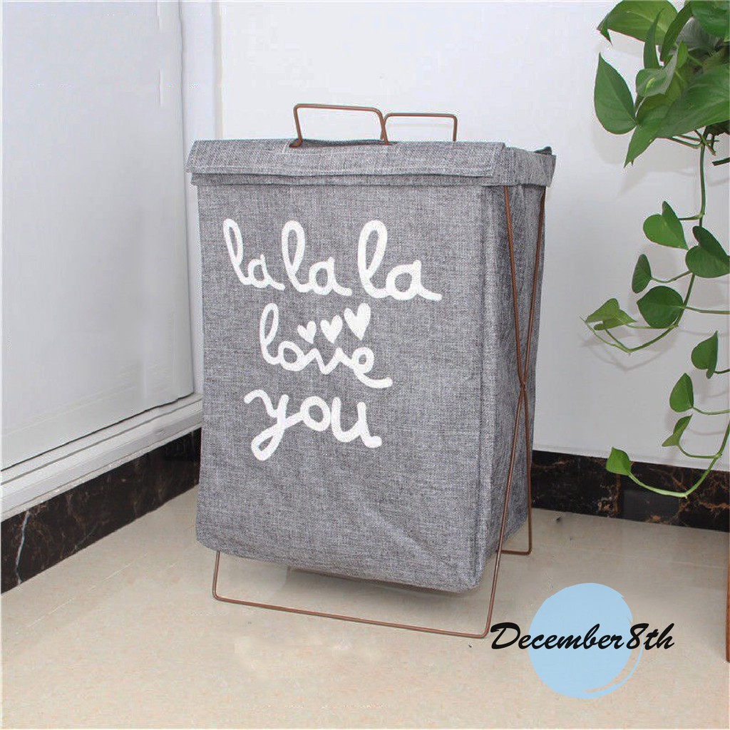 Giỏ Đựng Đồ Giặt, Đồ Chơi Vải Canvas Có Nắp Đậy