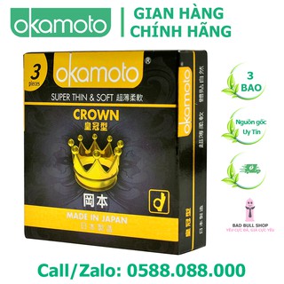 Bao Cao Su Okamoto Crown Kích Cở Nhỏ Siêu Mỏng Và Mềm Mại Hộp 3 Cái