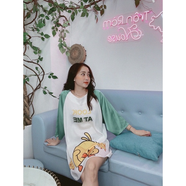 [HÌNH CHỤP THẬT - CÓ SẴN TẠI CỬA HÀNG] Đầm lụa ngủ cổ tròn form rộng Sam | BigBuy360 - bigbuy360.vn