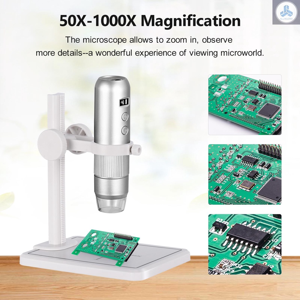 Kính Hiển Vi Kỹ Thuật Số Không Dây Wifi 50x Sang 1000x 8 Led Có Thể Điều Chỉnh Cho Điện Thoại Ios Android Máy Tính Bảng