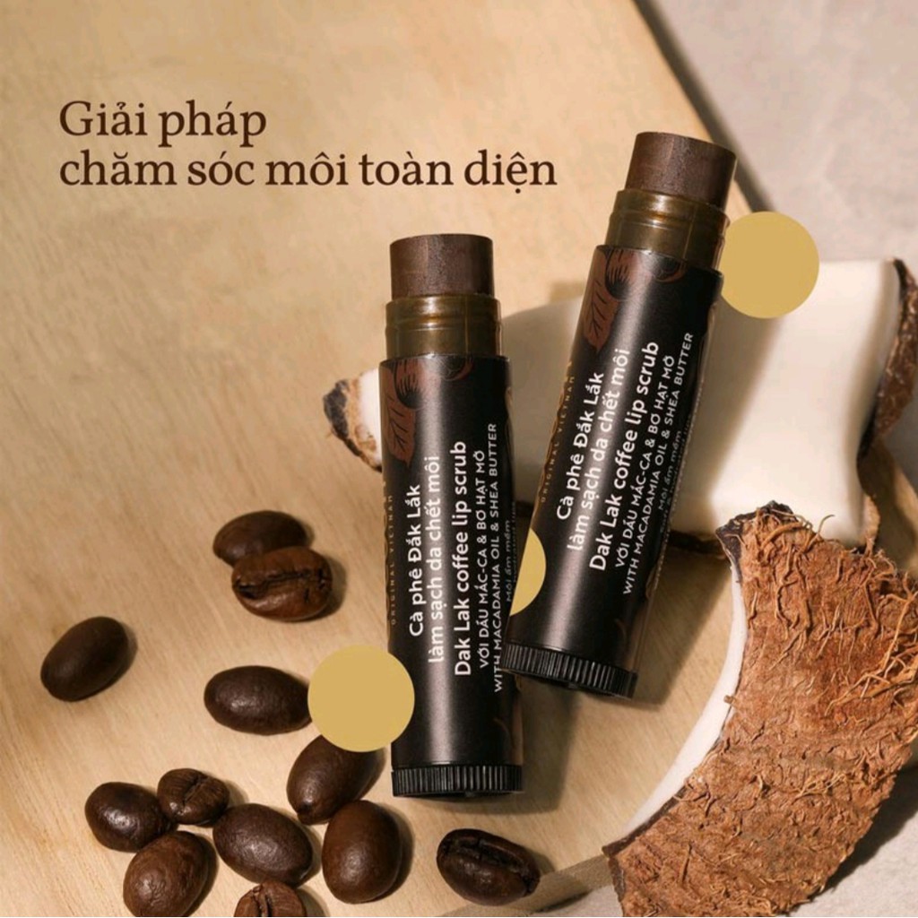 Bộ 3 Cà phê Đắk Lắk tẩy da chết cocoon: Cơ thể 200ml + Da mặt 150ml + Son môi 5g