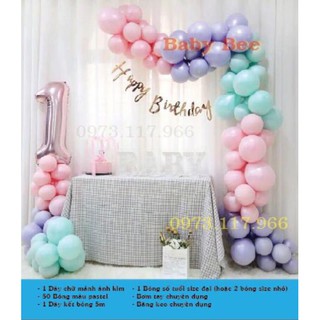 Combo Set bóng trang trí sinh nhật màu pastel