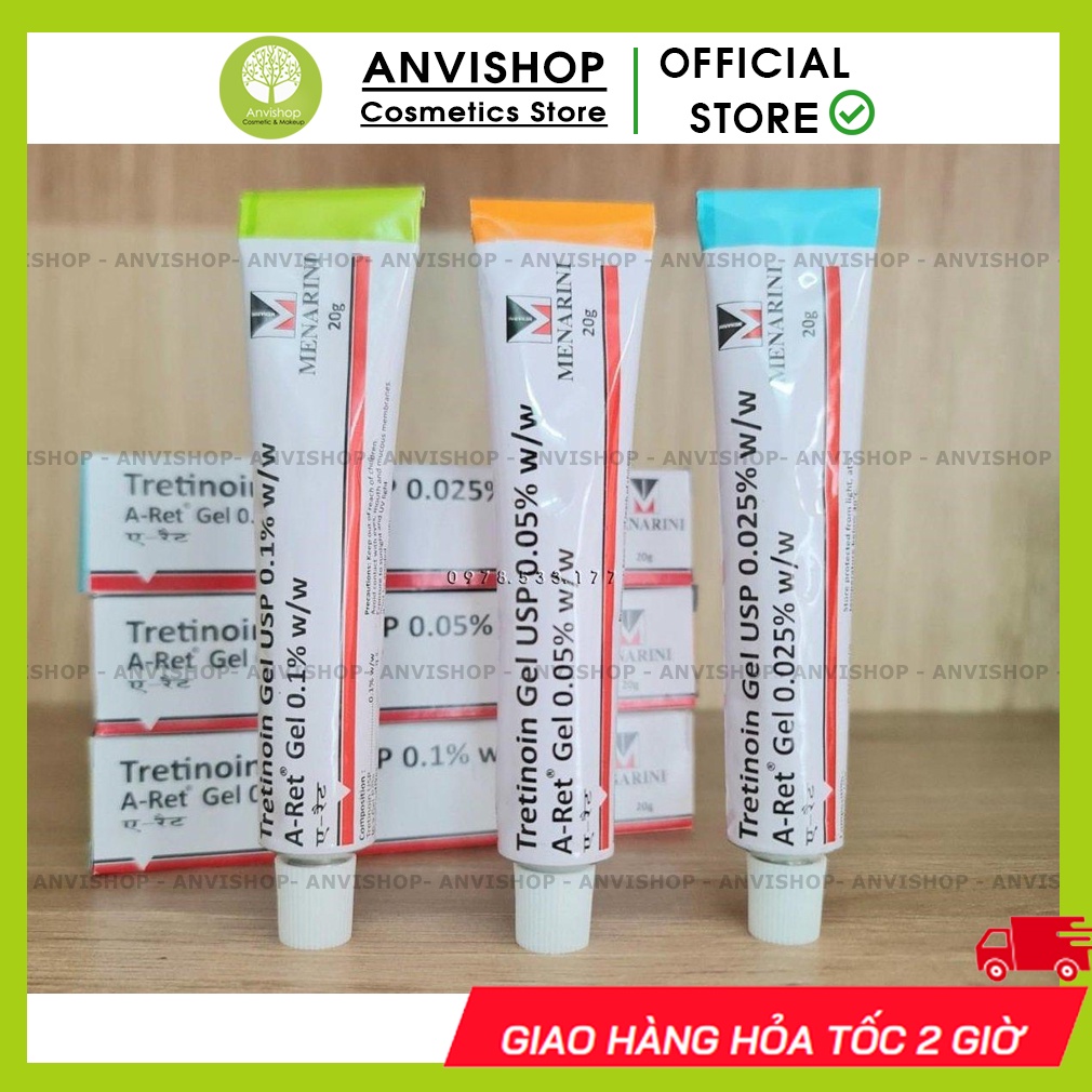 Gel tái tạo da, giảm mụn nám Tretinoin Gel USP 0.025% - 0.05% - 0.1% 20g