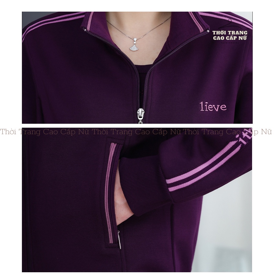 Bộ Đồ Thu Đông Trung Niên Nữ, Set Bộ Thể Thao Cho Bà Cho Mẹ Chất Nỉ Da Cá Dày Dặn Màu Sắc Nhã Nhặn Trẻ Trung TN25