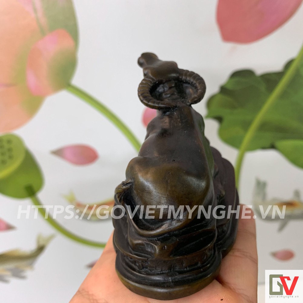 [Tượng con trâu] Tượng đá trang trí Trâu phong thủy - Chiều cao 8cm - Màu nâu đen - Đá Composite