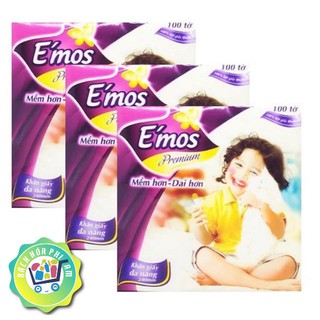 Khăn giấy vuông E'mos - 100 tờ/bịch