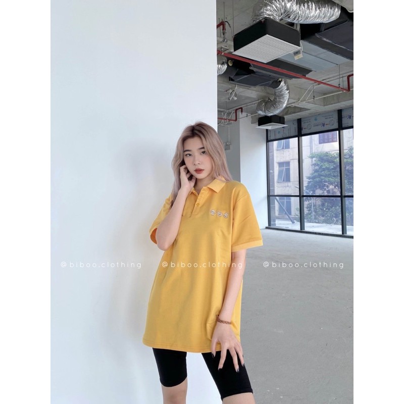 BIBOO - Áo polo có cổ tay ngắn form unisex nam nữ 3 CON CHÓ NÂU chất liệu cotton cao cấp