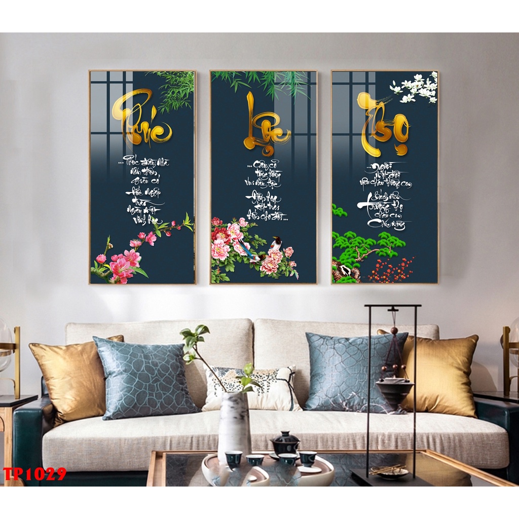 Tổng hợp mẫu tranh phúc lộc thọ khổ đứng tỉ lệ 1:2 đẹp nhất, tranh tráng gương trang trí nhà cửa.