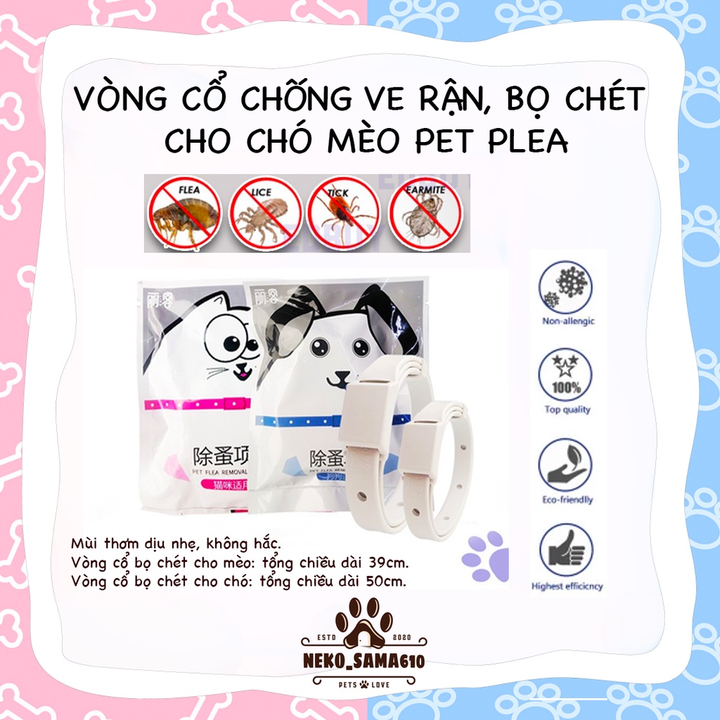 Loại tốt - Vòng cổ chống ve rận, bọ chét cho thú cưng chó mèo PET FLEA