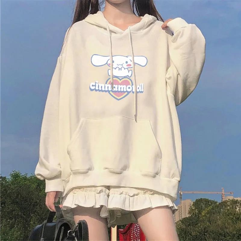 Áo hoodie ZHELIHANGFEI tay dài dáng rộng in hình chú chó yugui đáng yêu