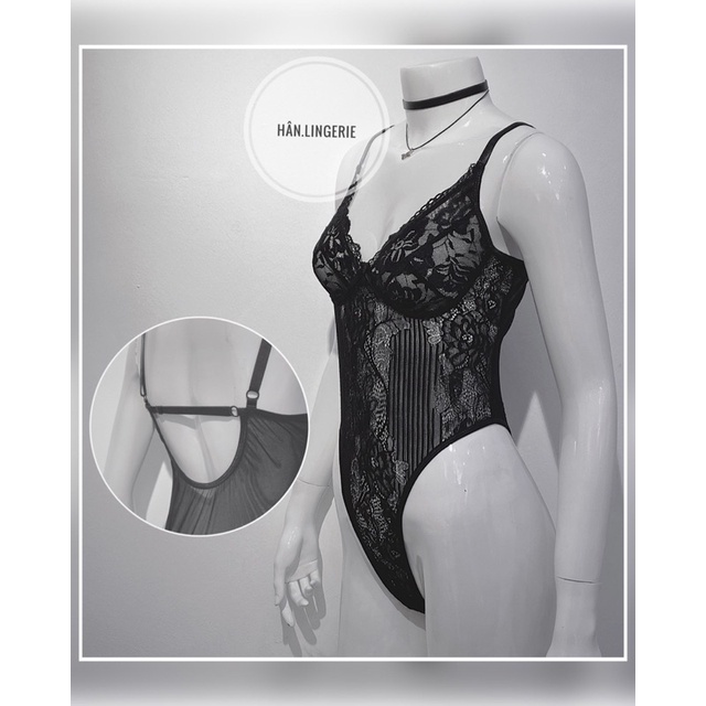 Áo bodysuit ren không gọng đệm màu Đen-Trắng ( Ảnh thật - có Hoả Tốc)