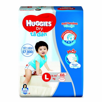 Tã dán Huggies Dry M74,L68,XL62,XXL56