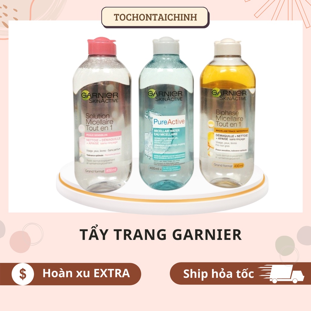 Nước tẩy trang Garnier Micellar - Hàng Pháp 3 màu