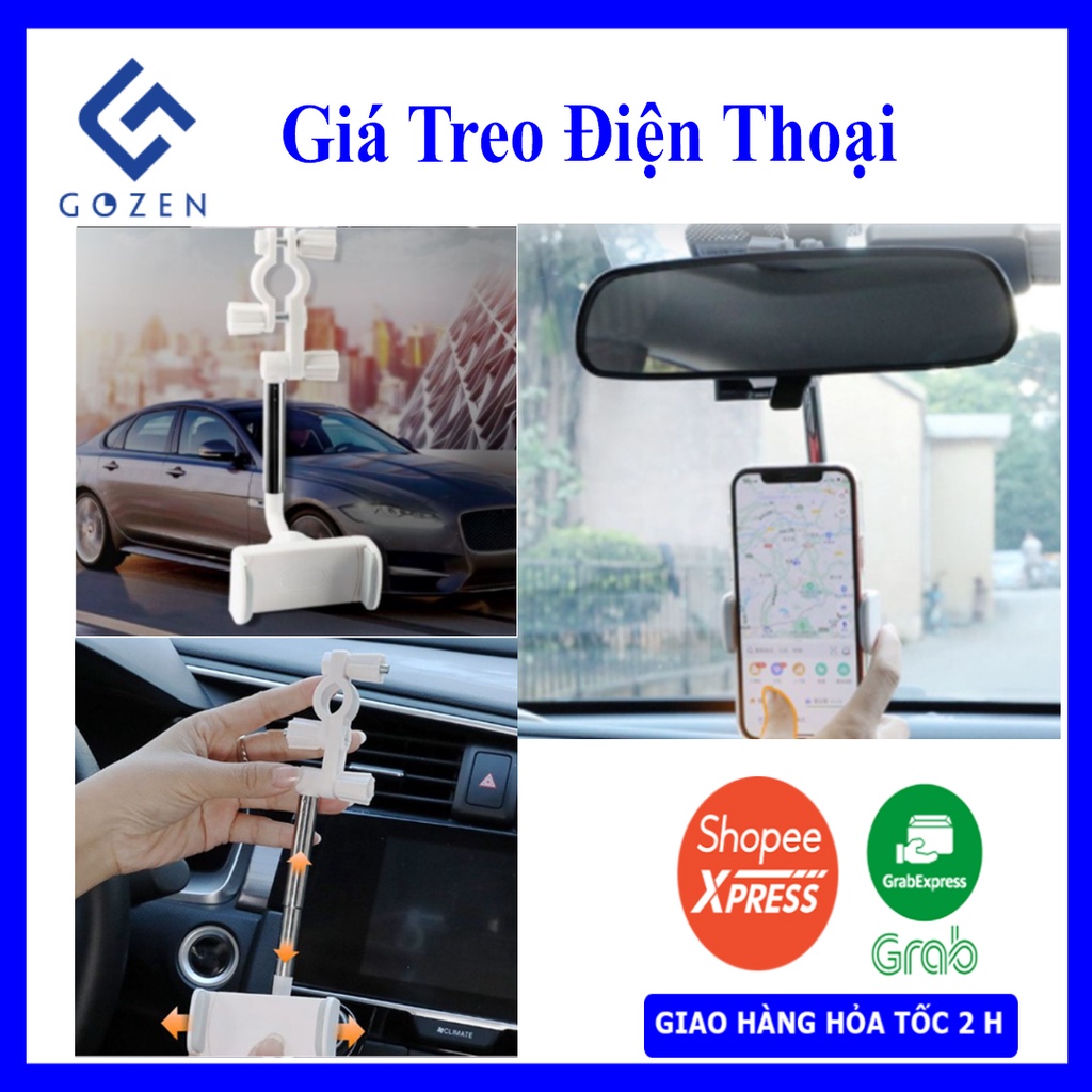 Giá treo điện thoại gương chiếu hậu, kẹp điện thoại vào gương chiếu hậu ô tô, Xoay 360 độ,Giá đỡ điện thoại ô tô