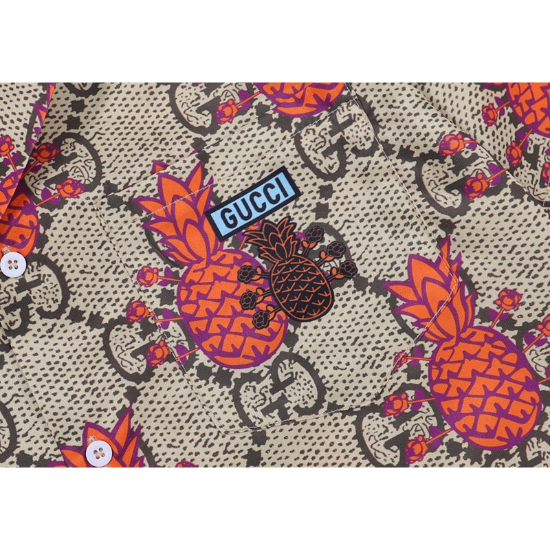 G &amp; U &amp; C-CI-- Áo Sơ Mi Ngắn Tay Họa Tiết Quả Dứa Thời Trang Mùa Hè Chất Lượng Cao