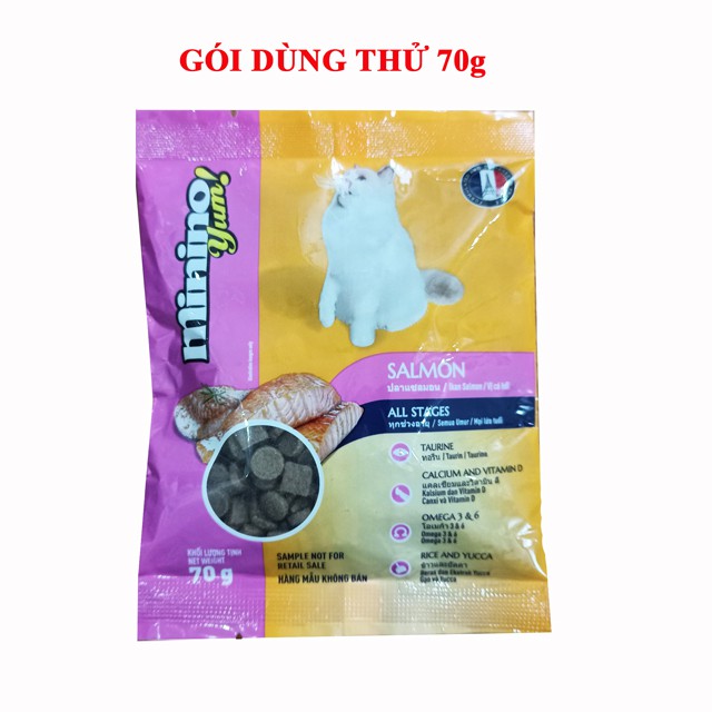 [GÓI DÙNG THỬ 70g] Thức ăn hạt Minino Yum vị Cá Hồi cho mèo mọi lứa tuổi