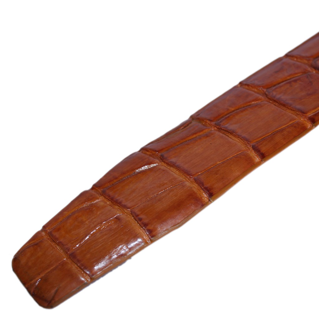 Dây nịt nam da cá sấu Huy Hoàng nguyên con 4P màu vàng bò HP4806