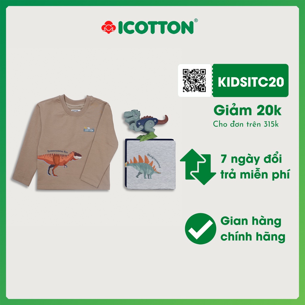 Áo giữ nhiệt Hình khủng long cho bé từ 1 đến 8 tuổi