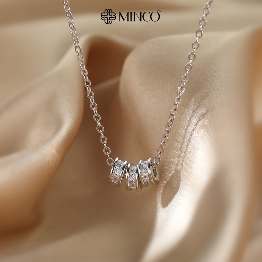 Dây chuyền nữ Minco Accessories ba vòng đính đá thời trang xinh xắn phong cách Hàn Quốc DT62
