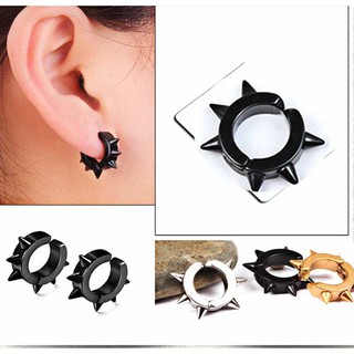 ( TGBL) KHUYÊN TAI TRÒN GAI TITAN L0ẠI BẤM LỖ NAM/NỮ-  thời trang ấn tượng  ( nguyenhuyen9916)