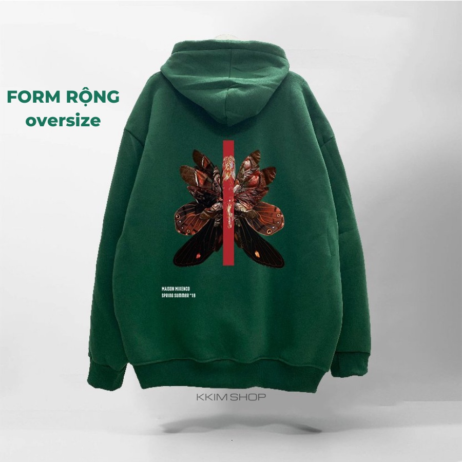 Áo Nỉ HOODIE MIKENCO ILLUSION 1.0, Áo hoodie XANH LÁ unisex nam nữ form rộng oversize chất liệu Nỉ bông cao cấp