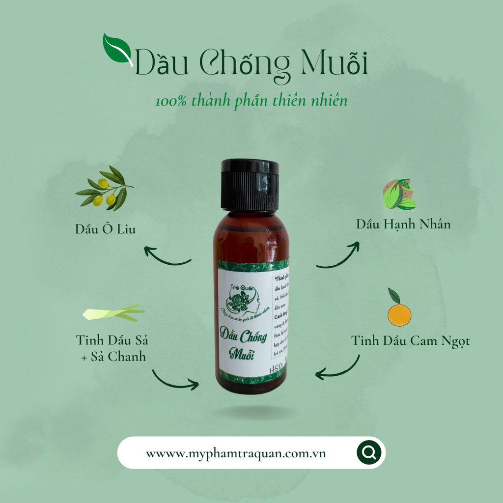 Dầu Thoa Chống Muỗi Chiết Xuất Từ Thảo Dược Thiên Nhiên Giúp Đuổi Muỗi Bảo Vệ Da An Toàn Cho Bé Trà Quán 50ml