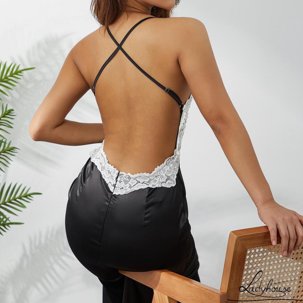 Ldd-đầm Dài Hai Dây Mỏng Màu Đen Trang Trí Ren Trang Trí Tiệc Tối Dành Cho Bạn Nữ