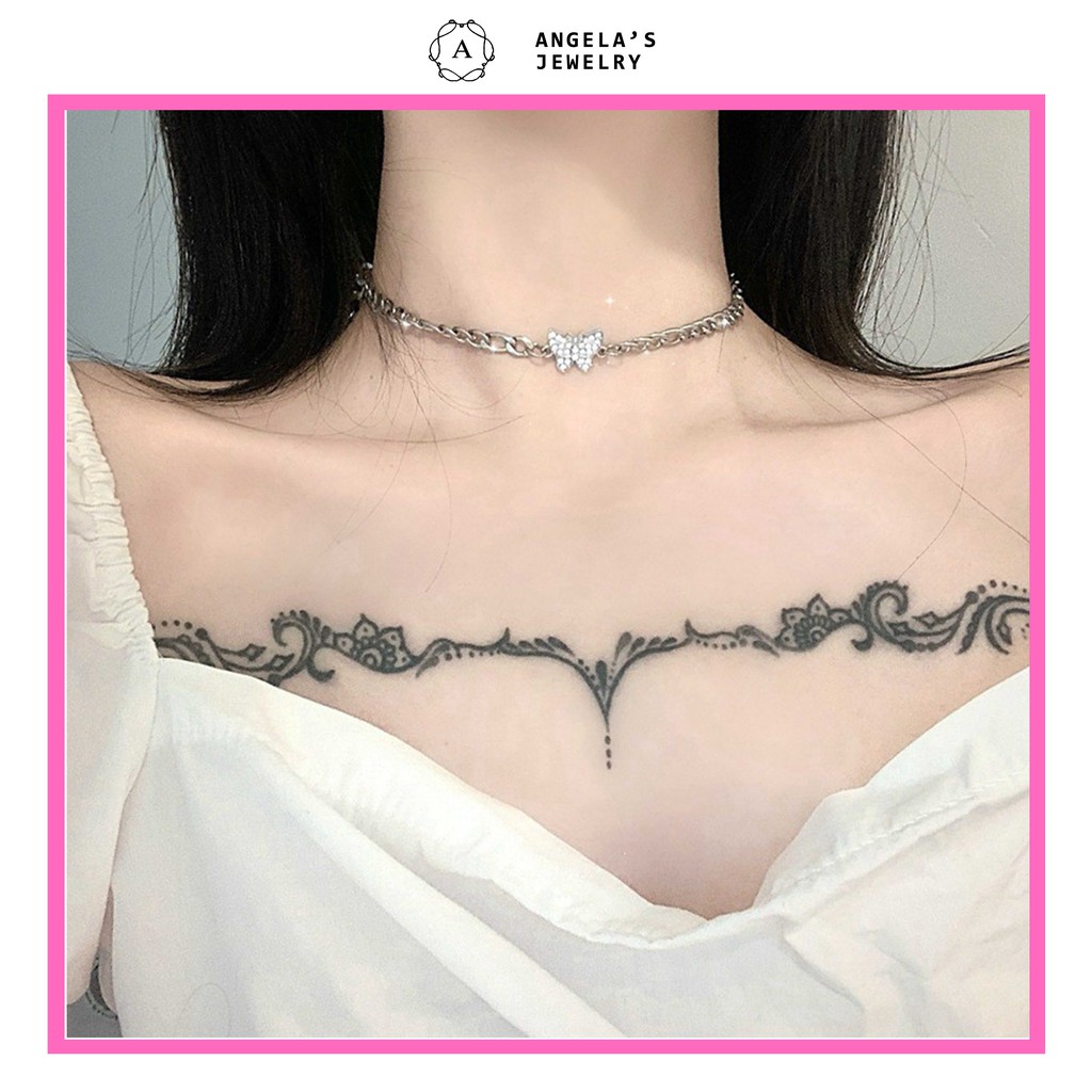 Vòng cổ Choker hình bướm đính đá sang trọng cho nữ (Hàng có sẵn)